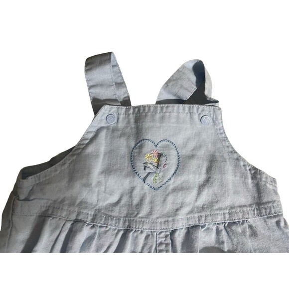 Carter s Light Blue Linen Blend Overalls Floral Girl Size Medium 6 Months Baby - Picture 2 of 16